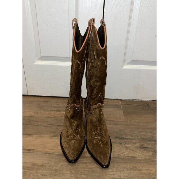 Alessandro Vasini Alison 80mm Suede Western Boots Women’s Size 10( MRSP $975) - Picture 6 of 14